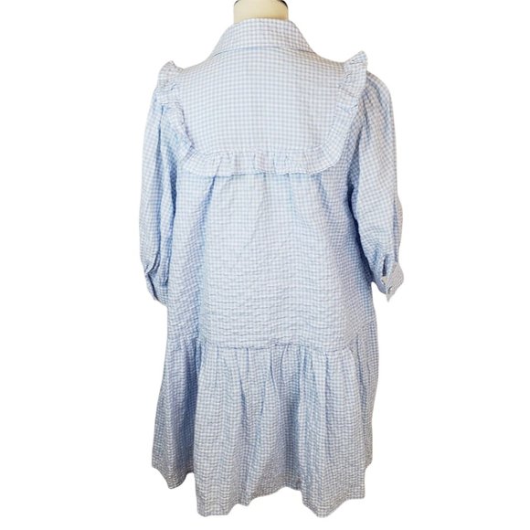 Sandy Liang x Target Blue & White Gingham Check Cropped Sleeve Babydoll Dress - Picture 7 of 10
